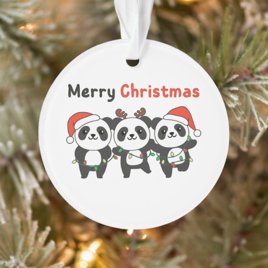 Panda Christmas Animals Pandas Merry Christmas Ornament (Baum)