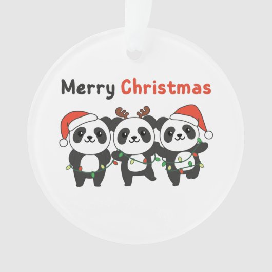 Panda Christmas Animals Pandas Merry Christmas Ornament (Vorderseite)
