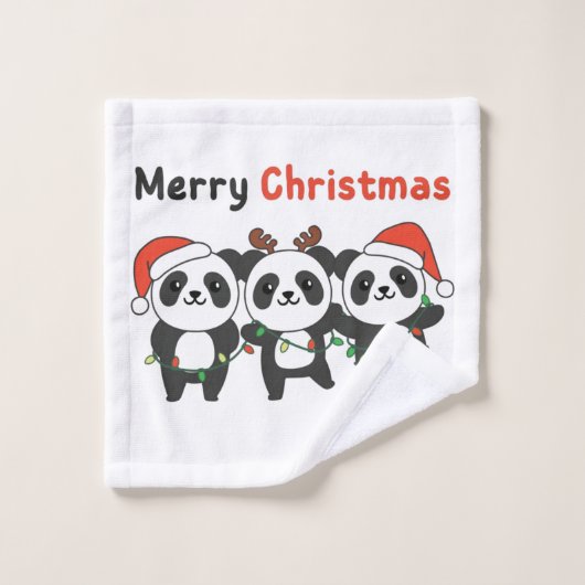 Panda Christmas Animals Pandas Merry Christmas Waschlappen (Waschlappen)