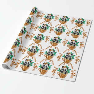 Panda Christmas Brown Packpapier