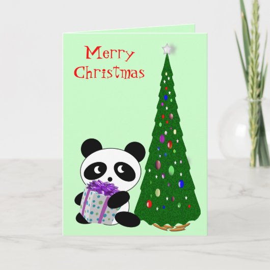 Panda Christmas Feiertagskarte (Vorderseite)