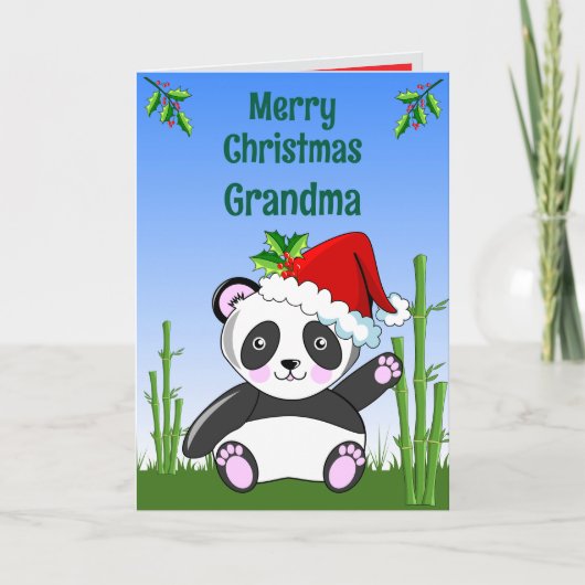 Panda Christmas Folded Greeting Card Karte (Vorderseite)