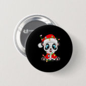 Panda Christmas Lights Santa Costume Cute Animal X Button (Vorne & Hinten)
