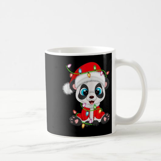 Panda Christmas Lights Santa Costume Cute Animal X Kaffeetasse (Rechts)