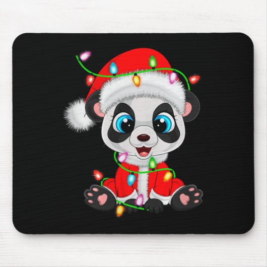 Panda Christmas Lights Santa Costume Cute Animal X Mousepad (Vorne)