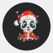 Panda Christmas Lights Santa Costume Cute Animal X Runder Aufkleber (Vorderseite)