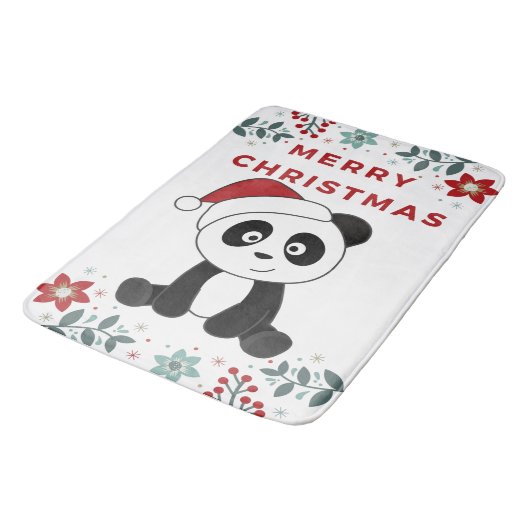Panda Christmas Snow Winter Animals Pandas Bath Ma Badematte (Schrägansicht)