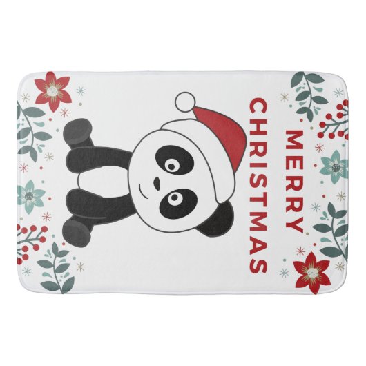 Panda Christmas Snow Winter Animals Pandas Bath Ma Badematte (Vorderseite)