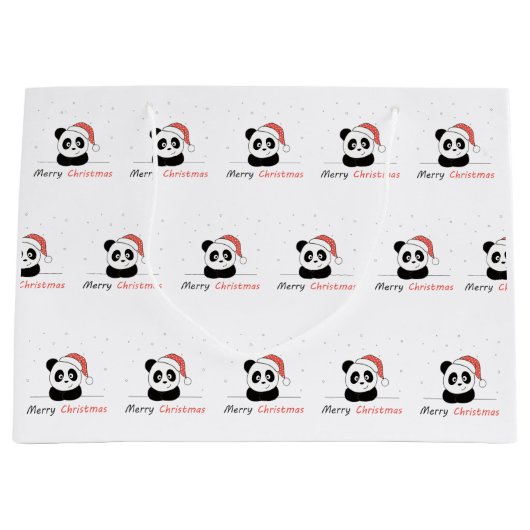 Panda Christmas Snow Winter Animals Pandas Große Geschenktüte (Vorderseite)
