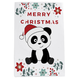 Panda Christmas Snow Winter Animals Pandas Medium Mittlere Geschenktüte