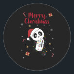 Panda Christmas Snow Winter Animals Pandas Runder Aufkleber<br><div class="desc">The panda for Christmas with fairy lights. Funny animals with ohrs and snow to the holidays. Also funny for Christmas in July. Pandas are sweet animals and perfect for Christmas.</div>