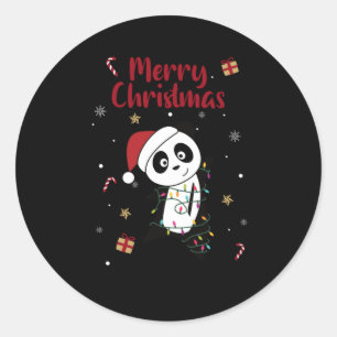 Panda Christmas Snow Winter Animals Pandas Runder Aufkleber