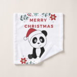 Panda Christmas Snow Winter Animals Pandas Waschlappen<br><div class="desc">The panda at Christmas with fairy lights. Funny animals with gifts and snow for the holidays. Also funny for christmas in July. Pandas are cute animals and perfect for Christmas.</div>
