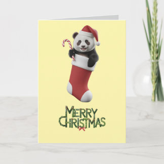 Panda Christmas Stocking Karte