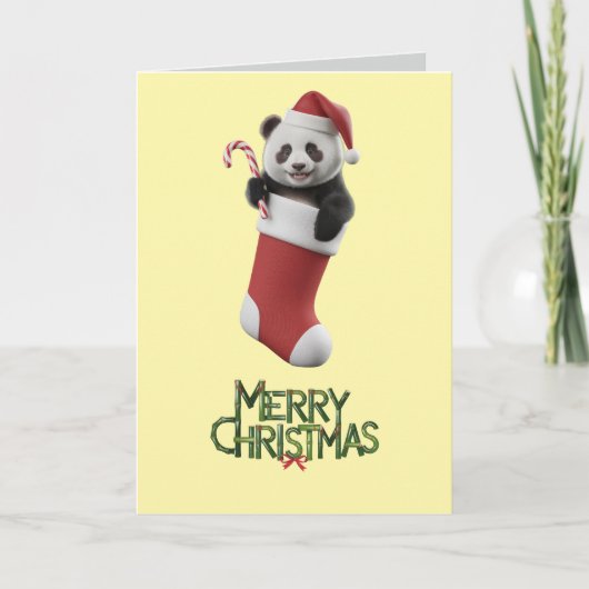 Panda Christmas Stocking Karte (Vorderseite)