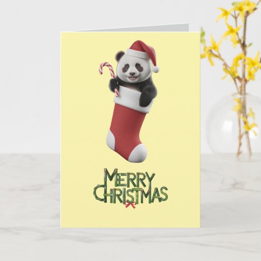 Panda Christmas Stocking Karte (Gelbe Blume)