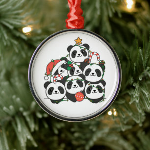 Panda Christmas Tree Funny Animal Christmas Cerami Ornament Aus Metall
