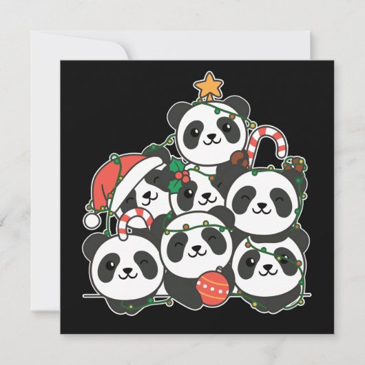 Panda Christmas Tree Funny Animal Christmas Invita Einladung (Vorderseite)