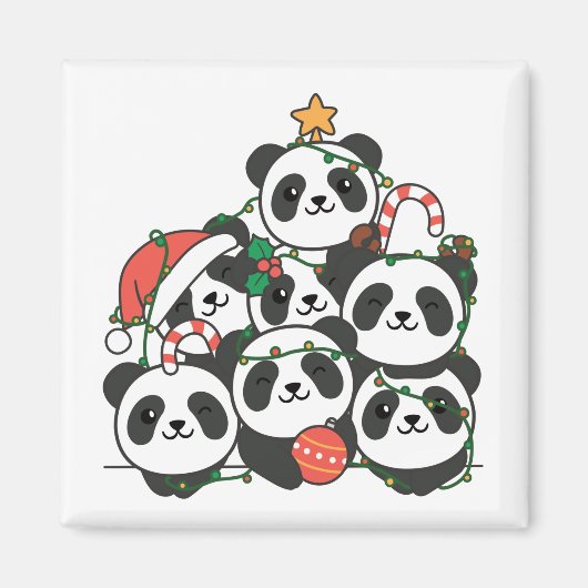 Panda Christmas Tree Funny Animal Christmas Magnet (Vorne)