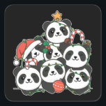Panda Christmas Tree Funny Animal Christmas Quadratischer Aufkleber<br><div class="desc">Die Pandas look like a Christmas tree. With fairy lights and Santa's hats they are perfekt for Christmas. Every panda lover is happy about cute animals for the winter holidays.</div>