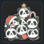 Panda Christmas Tree Funny Animal Christmas Square Quadratischer Aufkleber<br><div class="desc">Die Pandas look like a Christmas tree. With fairy lights and Santa's hats they are perfekt for Christmas. Every panda lover is happy about cute animals for the winter holidays.</div>