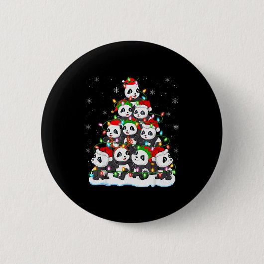 Panda Christmas Tree Lights Xmas Sweater Holiday P Button (Vorderseite)