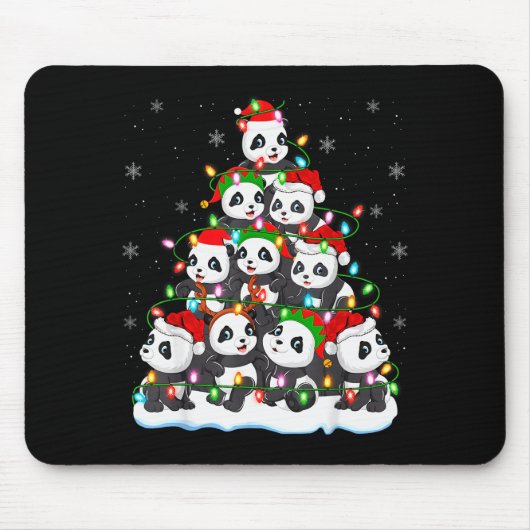 Panda Christmas Tree Lights Xmas Sweater Holiday P Mousepad (Vorne)