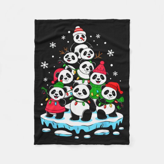 Panda Christmas Tree Panda Lover Xmas Squad Men Wo Fleecedecke (Vorderseite)