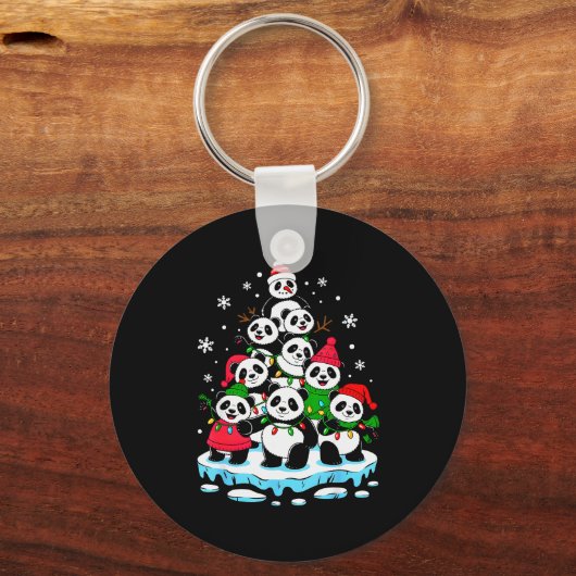 Panda Christmas Tree Panda Lover Xmas Squad Men Wo Schlüsselanhänger (Vorderseite)