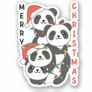 Panda Christmas Tree Weihnachtsanimals Pandas Aufkleber