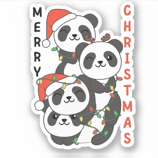 Panda Christmas Tree Weihnachtsanimals Pandas Aufkleber (Vorderseite)