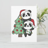 Panda Christmas Tree Weihnachtsanimals Pandas Feiertagskarte (Stehend Vorderseite)