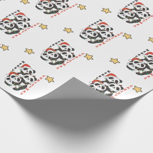 Panda Christmas Tree Weihnachtsanimals Pandas Geschenkpapier (Ecke)
