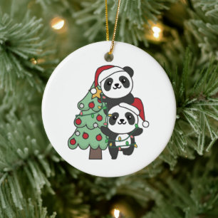 Panda Christmas Tree Weihnachtsanimals Pandas Keramik Ornament