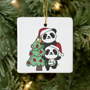 Panda Christmas Tree Weihnachtsanimals Pandas Keramikornament