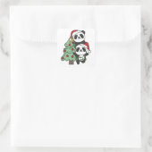 Panda Christmas Tree Weihnachtsanimals Pandas Quadratischer Aufkleber (Tasche)
