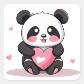 Panda Clipart Quadratischer Aufkleber (Vorderseite)