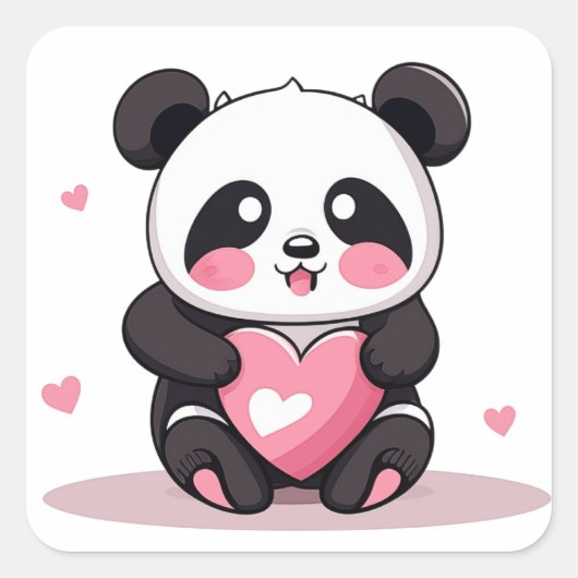 Panda Clipart Quadratischer Aufkleber (Vorderseite)