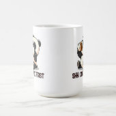 Panda Coffee First Aufkleber Kaffeetasse (Mittel)
