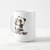 Panda Coffee First Aufkleber Kaffeetasse (Vorderseite Links)