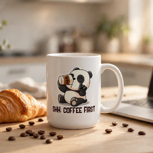 Panda Coffee First Aufkleber Kaffeetasse