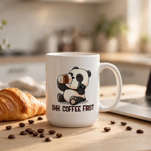 Panda Coffee First Aufkleber Kaffeetasse