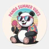 PANDA COOL SOMMER EIS KIND RUNDER AUFKLEBER (Vorderseite)