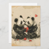 Panda Couple Valentine's Day Feiertagskarte (Vorne/Hinten)