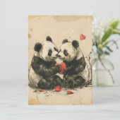 Panda Couple Valentine's Day Feiertagskarte (Stehend Vorderseite)