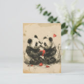 Panda Couple Valentine's Day Postkarte (Stehend Vorderseite)