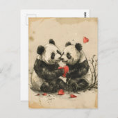 Panda Couple Valentine's Day Postkarte (Vorne/Hinten)