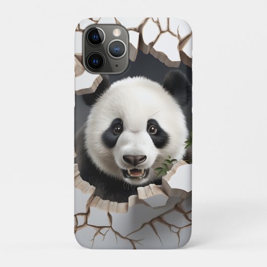 Panda Cracks Hole Art Panda Smashed Wall 3D Case-Mate iPhone Hülle (Rückseite)