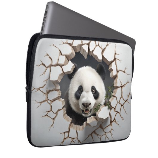 Panda Cracks Hole Art Panda Smashed Wall 3D Laptopschutzhülle (Vorne Rechts)