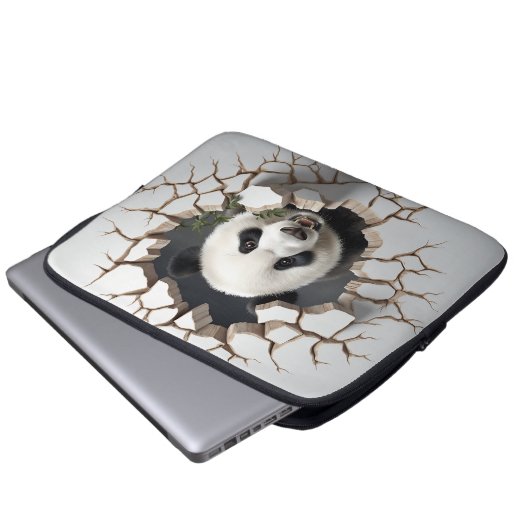 Panda Cracks Hole Art Panda Smashed Wall 3D Laptopschutzhülle (Vorne Knopf)